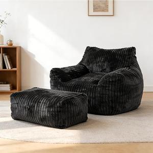 Poltrona Gigante a Sacco Grigio <span class=keywords><strong>Scuro</strong></span> per Dormitorio e Soggiorno, Comoda per la Lettura, per Adulti, Imbottita in Schiuma Ecologica, Confezionata Sottovuoto con Poggiapiedi - Product Image 3