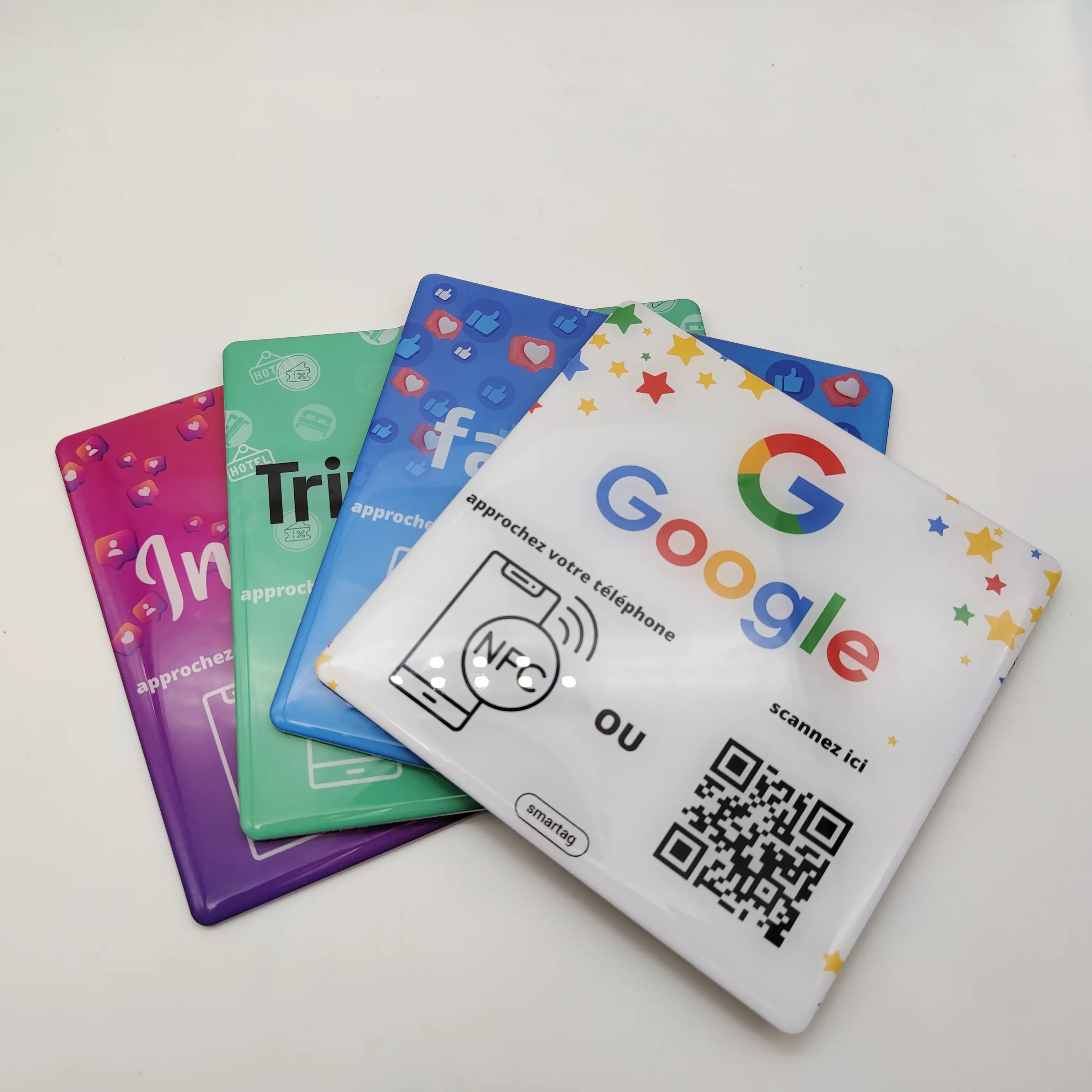 80*80mm 70*70 mm NTAG 216 Full color printing google review nfc Menu table Epoxy on metal tags