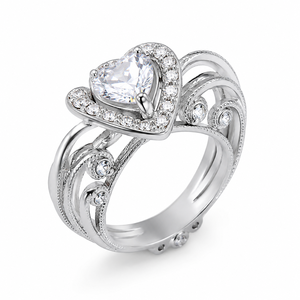 Anello a Forma di Cuore per Donne, Design Curvo Cavo, Accessorio da Dito per Uso Quotidiano - Product Image 1