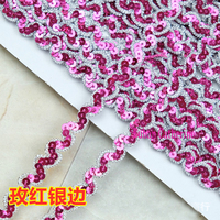 Ruban de dentelle à paillettes ondulées courbes de 1 cm de large, pour la scène, les fêtes, le cosplay, les vêtements de mariage, accessoires de bricolage pour les garnitures