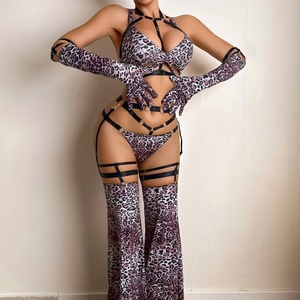 Set di Biancheria Intima Femminile con Stampa Leopardata, Lacci Complessi e Dettagli Traforati per Modellare e Valorizzare il Contorno del Corpo, Lingerie Sexy per Feste - Product Image 3