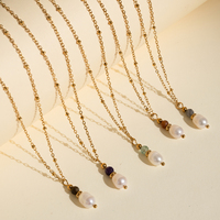 Colliers pendentifs DIY étanches, anti-ternissement, en acier inoxydable 316L plaqué or 18 carats, avec perles d'eau douce et chaîne satellite, idéal pour un cadeau