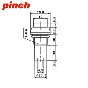 Interruptor de Botón PBS-11 de 12 mm con Orificio Rojo, Autobloqueante, Autoreseteador, 1NO, Terminal de Tornillo, IP40 - Product Image 2