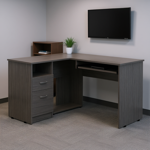 Escritorio de oficina en forma de L Raleigh con dos cajones Almacenamiento de CPU de un estante - Product Image 2