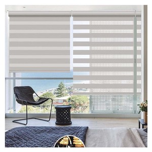 Persianas enrollables de día <span class=keywords><strong>y</strong></span> <span class=keywords><strong>noche</strong></span> confeccionadas, tela de sombra transparente, persianas de cebra de doble capa para ventana - Product Image 1