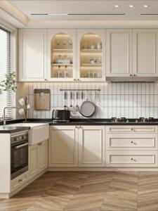 ชุดครัวสำเร็จรูป<span class=keywords><strong>แบบ</strong></span>โมดูลาร์<span class=keywords><strong>พร้อม</strong></span>ประกอบ ตู้เก็บของทันสมัยพร้อมบานประตูไม้จริงเคลือบเงา 2/<span class=keywords><strong>4</strong></span> ลิ้นชัก - Product Image 3