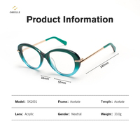 OMELLE-Lunettes de lecture unisexes de haute qualité en acétate ovale de couleur turquoise, monture complète, marque de luxe, haute définition