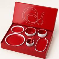 Ensemble de vaisselle en mélamine bicolore blanc et rouge, bol et assiette bicolores de style nordique moderne pour la maison et la restauration, usage quotidien CE