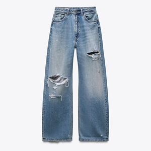 جينز للرجال مطرز حسب الطلب فضفاض واسع الساق سروال كلاسيكي بمشكل مستقيم فضفاض الشارع غير رسمي سراويل جينز للرجال - Product Image 2