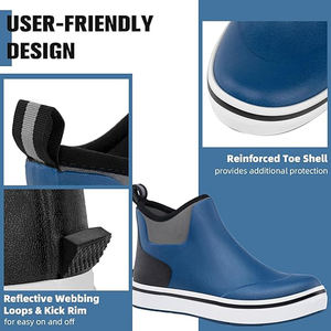 Bottes de pont bleues pour hommes, imperméables, chaussures de pont de pêche, bottes en caoutchouc antidérapantes pour la navigation de plaisance, la voile, l'extérieur - Product Image 3