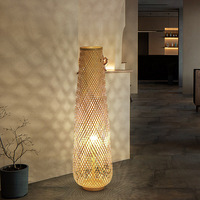 Lampe sur pied en bois Wabi Sabi, style japonais, lampe sur pied en osier pour salon de thé, chambre à coucher, coin restaurant, éclairage