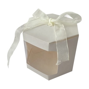 Boîte cadeau hexagonale personnalisée <span class=keywords><strong>avec</strong></span> logo imprimé, ruban et fenêtre transparente pour la Saint-Valentin, <span class=keywords><strong>fleurs</strong></span>, gâteaux, emballages - Product Image 4