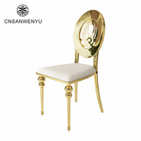 Chaises de mariage et d'événements confortables en gros avec dossier rond en acier inoxydable, chaises de salle à manger modernes et élégantes pour banquets