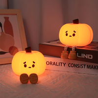 Veilleuse pour enfants en silicone mignonne, en forme de citrouille, à intensité variable, rechargeable, tactile, pour chambre d'enfant, cadeau d'Halloween