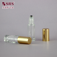 Flacon roll-on en verre transparent BLPM-4ML de couleur naturelle pour parfum et huile essentielle avec bouchon en aluminium doré ou argenté