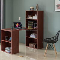 Table de travail pour ordinateur d'étudiant en mélamine de bois avec étagères pour le bureau à domicile en couleur blanche, pas cher