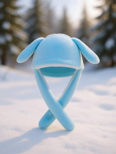 Gorro de peluche azul para bebés, gorro de piel sintética cálido para invierno con orejas, 50-52cm - Product Image 2