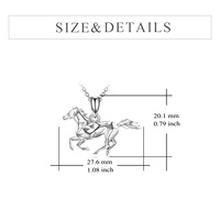 Bijoux animaux fins Collier pendentif à breloque cheval 3D plaqué rhodium en argent sterling S925
