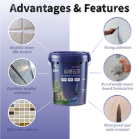 Peinture extérieure pour pierre, effet granit, texture sable, à base d'eau, acrylique, écologique, résistante aux UV et imperméable pour façades de bâtiments