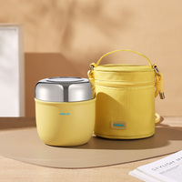 PINKAH NOUVEAU 690ML 23OZ Thermos à double paroi en acier inoxydable, boîte à nourriture, boîte à lunch, boîte bento avec cuillère et sac