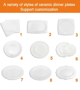 Placas de porcelana branca impressas logotipo personalizadas, placas redondas planas e pratos de cerâmica para restaurantes e bares