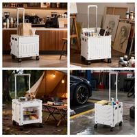Chariot de rangement pliable multifonctionnel léger à 8 roues en toile PP de 75 L pour usage extérieur, camping, voyage et armoire