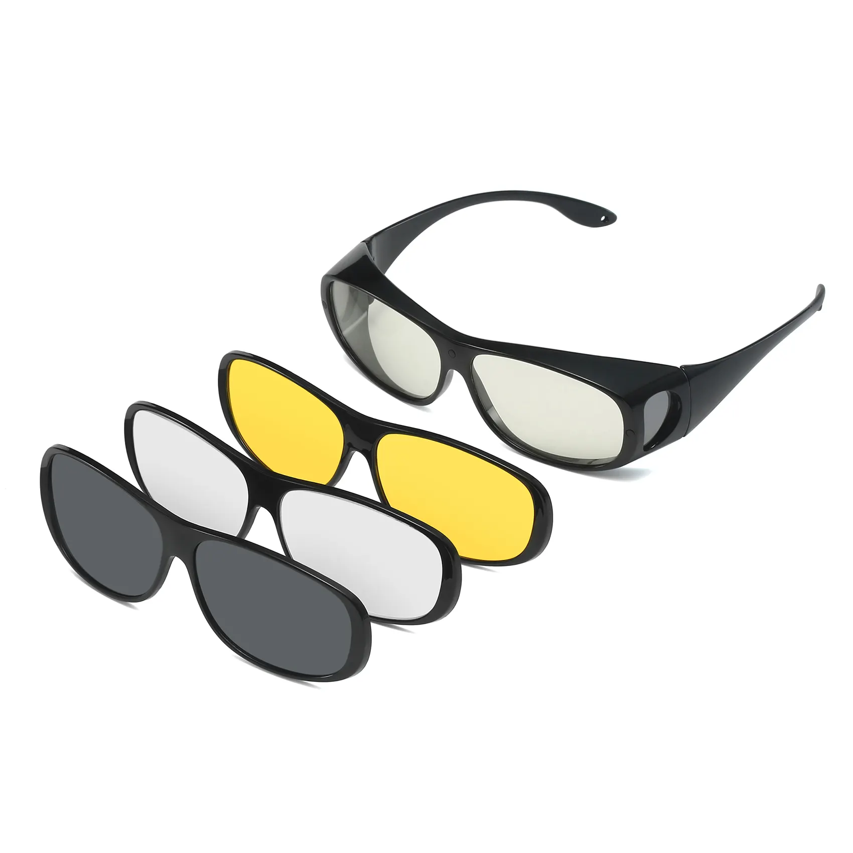 Gafas de sol polarizadas con Clip magnético para conducción nocturna, anteojos de sol 4 en 1 con ajuste envolvente y prescripción