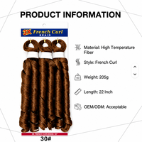 Extensions de tresses synthétiques French Curl au crochet, 3X 22 pouces 205g, ondulations lâches, fibre haute température