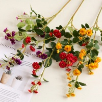 Décoration de fond de mariage, accessoire de photographie, rose artificielle à têtes multiples, fleur de rose à tige unique, petite rose, vente en gros