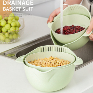 <span class=keywords><strong>Panier</strong></span> à linge rotatif double couche épaissi pour la cuisine, idéal pour laver les fruits - Vente en gros - Product Image 2