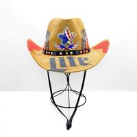 Chapeau de cowboy en paille marron en gros, drapeau américain, étoile, strass, pour la fête du 4 juillet, fête de l'Indépendance, pour adultes