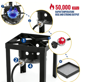 ชุ<span class=keywords><strong>ด</strong></span>อุปกรณ์ทำอาหารกลางแจ้งขนาด 30 ควอร์ต 50,000 บีทียู พร้อมหม้อทอดไก่งวงและหม้อต้มอาหารทะเล เหมาะสำหรับวันขอบคุณพระเจ้าและงานเลี้ยงอาหารทะเล - Product Image 6