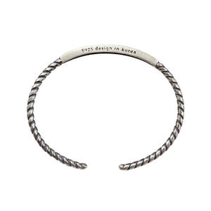 S925เงินบริสุทธิ์เรียบง่ายย้อนยุคทำเก่าบิดเชือกสี่เหลี่ยมหลอดวินเทจสร้อยข้อมือเงิน - Product Image 6