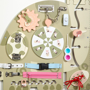 EDULAND OEM ODM Tableau d'activités mural <span class=keywords><strong>Montessori</strong></span> en bois Dinosaure avec règle de mesure, Puzzle éducatif multifonctionnel pour tout-petits - Product Image 3
