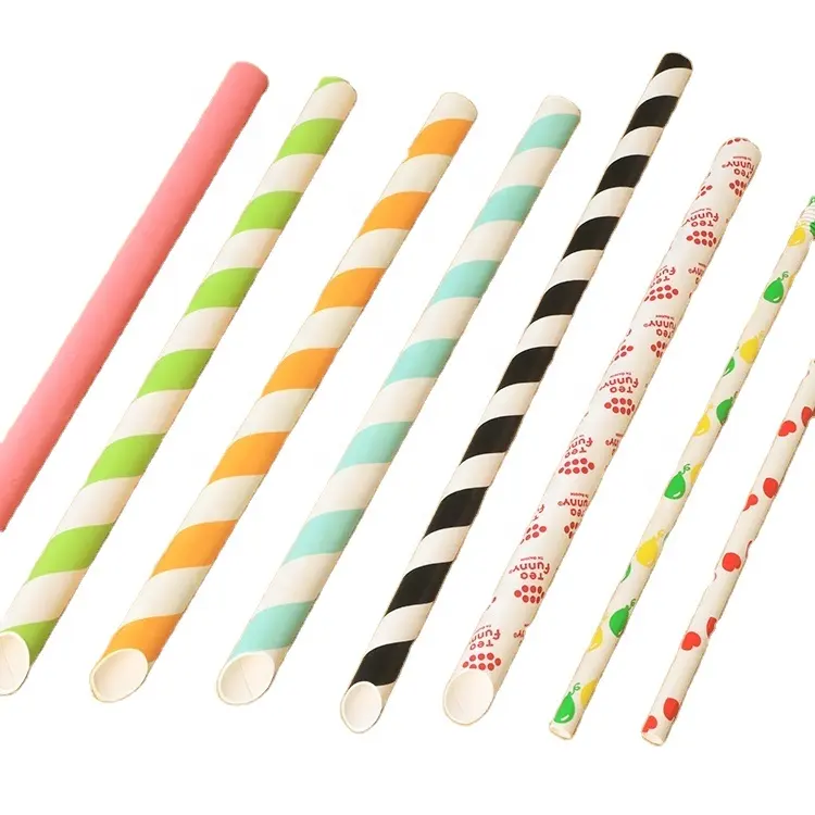 Disposable bubble tea paper straw individual paper wrapped paper straws 6mm 12mm degradable straw