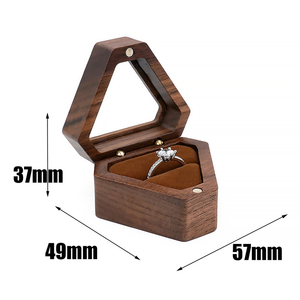 Tùy Chỉnh Sang Trọng Óc Chó Tam Giác Nhung Nhỏ Bông Tai Khuy Măng Sét Đồ Trang Sức Lưu Trữ Bằng Gỗ Hộp Nhẫn - Product Image 6
