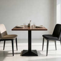 Table à manger moderne et simple en panneaux de mélamine avec base en métal, table multifonctionnelle pour salle à manger, table de restaurant commerciale