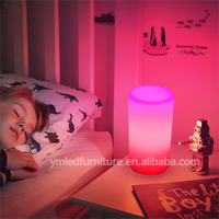 Lampe de table LED cylindrique moderne en plastique sans fil, à piles, avec télécommande, logo personnalisé imprimé, pour la décoration