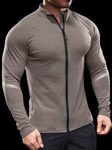 dropshipping Ultra-Breathable Quick Dry <b>Men's</b> Mid Stretch Long Sleeve <b>Jacket</b>, <b>Lightweight</b> Design Sportswear Tops <b>For</b> Spring - Product Image 5