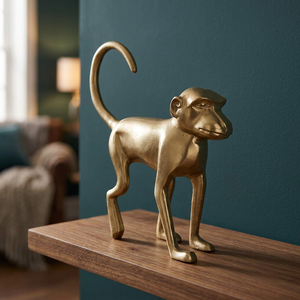11D X 41W X 45H Handmade Eco-Friendly Aluminium Monkey Sculpture Modern Animal Figure Art <b>Decor</b> for Living Room Tabletop Display - Product Image 3