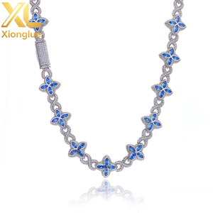 American Hip Hop <b>Clover</b> 8-Character Chain Cuban Chain Men's Necklace Jewelry High Grade Zircon <b>Bracelet</b> - Product Image 4