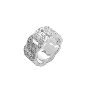 Punk 10mm Micro Pave Messingring Neu Unisex Kubanisch mit Zirkonia Besetzt Trendiger Fingerring CNAS Zertifiziert Gold/Silber Plattiert - Product Image 3