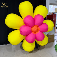 Sculpture de fleurs gonflables colorées avec feuilles vertes, décoration de plantes gonflables géantes pour l'extérieur, pour les fêtes, les mariages et les événements