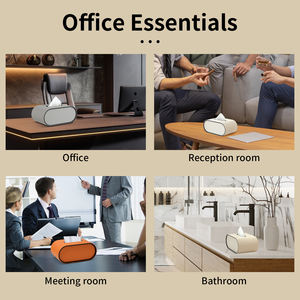 Boîte à mouchoirs ovale personnalisée de luxe en cuir PU porte-boîte à mouchoirs pour hôtel bureau décor à la maison fournisseur de boîtes à mouchoirs - Product Image 5