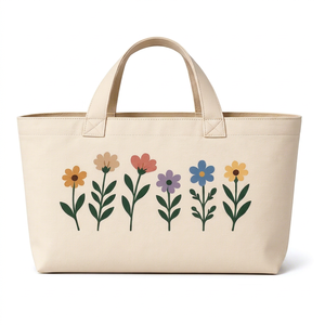 Sac fourre-tout en toile avec imprimé floral Small Steps Big Changes, sac de shopping pour femme, 18x11,5x5,5 pouces - Product Image 1
