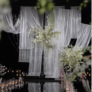 Rideau de scène pour fête de <span class=keywords><strong>mariage</strong></span>, draperie en gaze d'eau, toile de fond YMOTECH SM-001, style romantique, 1 mètre, décoration de fête DIY - Product Image 4