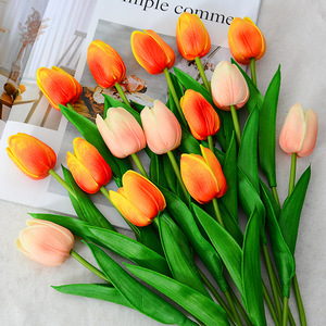 Flores de Tulipán Artificiales Lai Xing en Degradado Rojo Rosa de PU, Decoración para el Hogar, Regalo para el Día de la Madre, Adorno Ecológico - Product Image 2