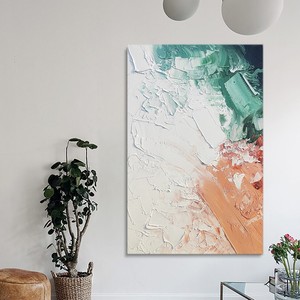 Vải Handmade Sơn Dầu Trừu Tượng Phong Cách Nghệ Thuật Cho Văn Phòng Phòng Tường Trang Trí Chất Lượng Cao Màu Xanh Và Trắng Hình Ảnh - Product Image 4