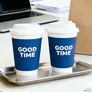 Gobelet à café jetable double paroi pour boissons chaudes avec partie centrale épaissie et creuse, logo personnalisé commercial avec couvercle - Product Image 1