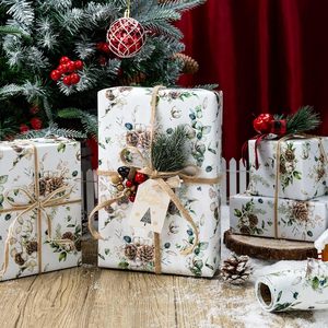 MAYPLUSS Christmas Wrapping Paper 17 In X 33 Ft Watercolor Pinecone Design Eco-Friendly Gift <b>Wrap</b> Craft Paper - Product Image 3